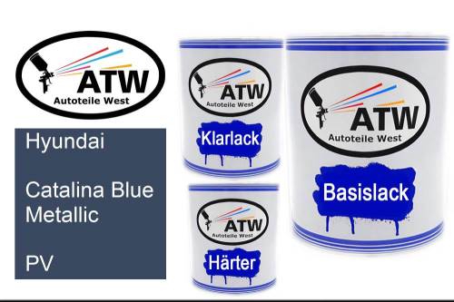 Hyundai, Catalina Blue Metallic, PV: 1L Lackdose + 1L Klarlack + 500ml Härter - Set, von ATW Autoteile West.